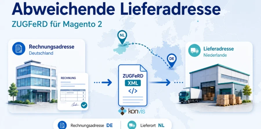 Neue Release – KonVis ZUGFeRD-Erweiterung für Magento Version 3.0.5/2.0.5 unterstützt abweichende Lieferadressen bei Bestellungen