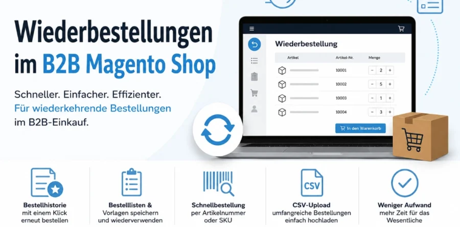 Wiederbestellung im Magento B2B-Shop mit Bestelllisten, Schnellbestellung und CSV-Upload