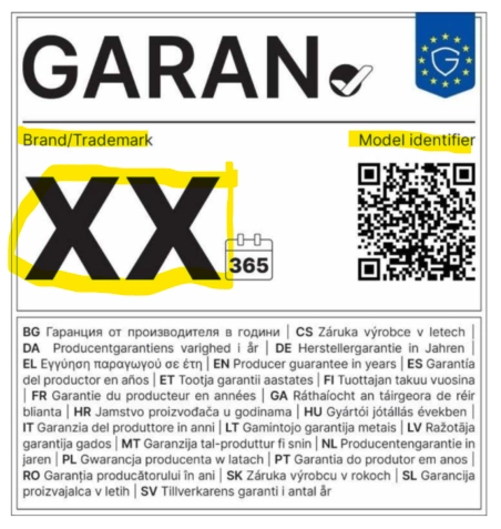 EU Garan Label mit dynamischen Bereichen