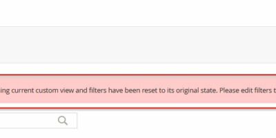 Magento Lösung – Magento Shop Admin Fehlermeldung “Something went wrong with processing the default view and we have restored the filter to its original state.”