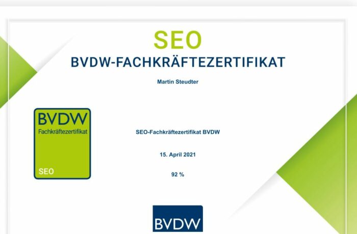 SEO-Fachkräftezertifikat BVDW