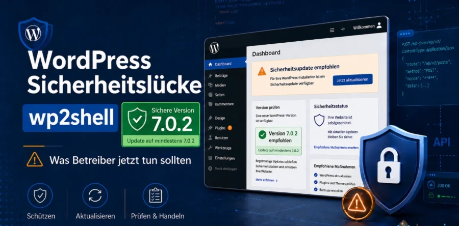 kritische WordPress Lücke – „wp2shell“ zeitnah/sofort Updaten bzw. prüfen