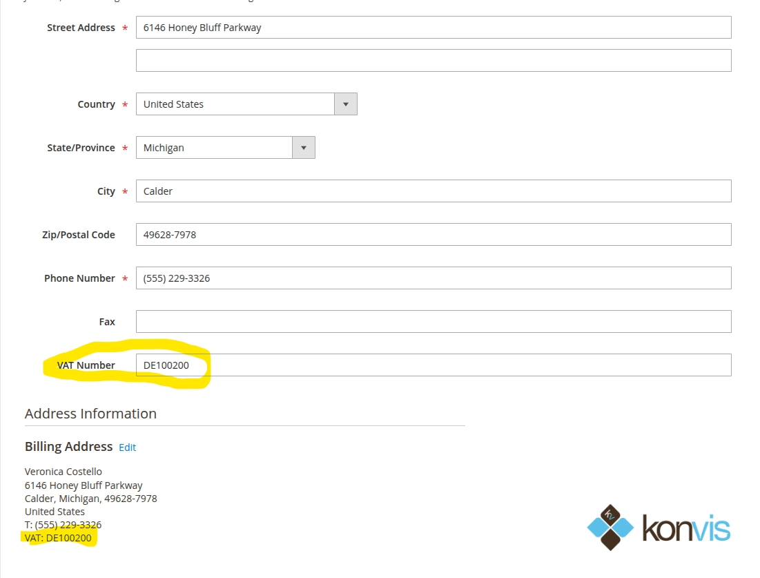 Vat ID aus Billing Adress bzw. Rechnungs Adresse Magento Bestellung